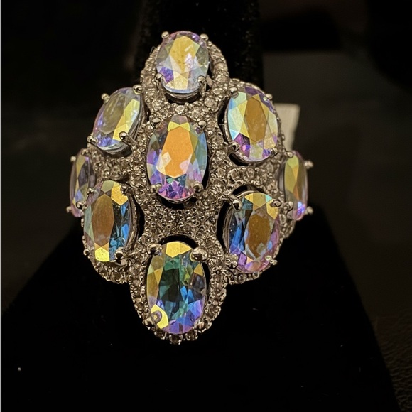 Elegant Sterling‎ Silver and blue obsidian Women's Ring - Picture 2 of 6